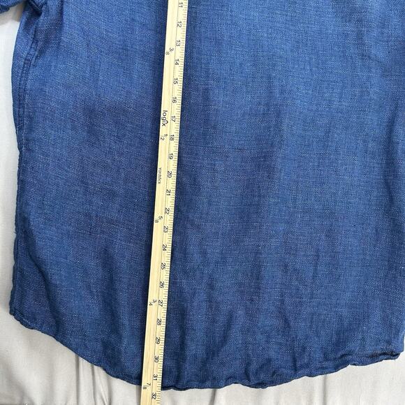 Faherty Linen Shirt Mens 2XL Blue Button Up Casual Beach Short Sleeve - Picture 6 of 7